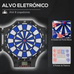 Alvo Eletrónico Dobrável com 31 Jogos para 8 Jogadores com 6 Dardos e 6 Pontas de Substituição Ecrã LCD 83x4x45 cm Preto