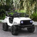 Carro Elétrico Infantil Bateria 12V com 2 Motores Controle Remoto 2.4G Luzes Buzina Velocidade Ajustável 100x65x72cm Branco