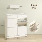 Sapateira Estreita com 4 Portas Sapateira para Entrada com 2 Gavetas para 8 Pares de Sapatos 98x19,2x95,3 cm Branco