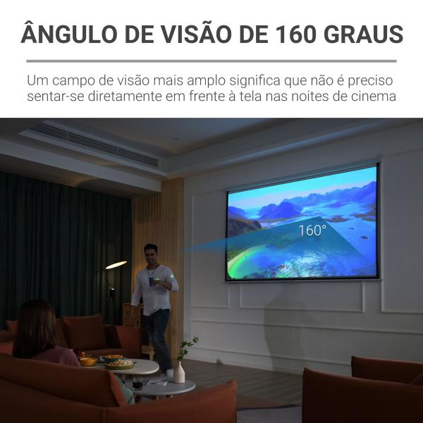 Tela de Projeção Manual 120 Polegadas Ecrã de Projeção Formato 4:3/16:9 para Interior e Exterior Cinema em Casa Escritório Pátio Branco