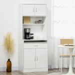 Armário de Cozinha com 4 Portas Bandeja Amovível Prateleira Ajustável Gaveta e Bancada para Micro - Ondas 70x40x180 cm Branco
