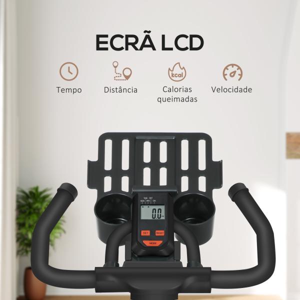 Bicicleta Estática com Resistência Ajustável Volante de Inércia de 8 kg Ecrã LCD Guiador e Assento Ajustável 103x53x100 - 114 cm Preto e Vermelho