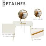 Toucador com Espelho Redondo Mesa de Maquilhagem com 2 Gavetas Estilo Moderno para Dormitório 80x40x123cm Branco