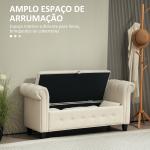 Banco de Pé de Cama de Linho com Dobradiças na Tampa Pés de Madeira e Apoio para os Braços 146,5x49x74,5 cm Bege