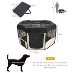 Parque para Animais de Estimação Dobrável com 2 Portas e Almofada Tecido Oxford Ø120x58 cm Preto