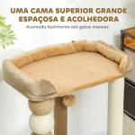 Arranhador para Gatos Arranhador para Gatos com Estofado em Borrego Plataformas Bola Suspensa e Poste de Juta 56x54x86 cm Marrom