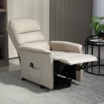 Poltrona Relax Reclinável Elétrica Poltrona Levanta Pessoas com Controlo Remoto e Bolso Lateral 66x90x96 cm Bege