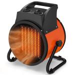 Aquecedor Elétrico Cerâmico PTC 5000W com Termóstato Ajustável, 3 Modos e Ângulo Ajustável Portátil para 48 m² Laranja