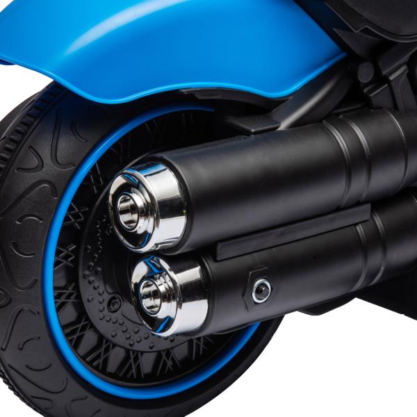 Motocicleta Elétrica para Crianças de 18 - 36 Meses com Bateria 6V Farol e Rodas Auxiliares Removíveis 76x42x57 cm Azul