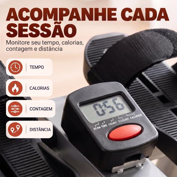 Máquina de Remo Hidráulico Dobrável com 4 Níveis de Resistência Ecrã Digital e Pedal Antiderrapante para Fitness em Casa Aço 129x70x70cm Preto e Prata