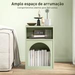 Mesa de Cabeceira Moderna Mesa de Cabeceira Estreita com 2 Compartimentos Abertos Desenho em Forma de Arco 40x30x60 cm Verde