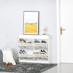 Móvel Sapateira de 4 Portas Estreita com Prateleiras Ajustáveis e Removíveis Capacidade de 16 Pares para Corredor Entrada 98x24x83cm Branco