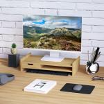 Suporte para Monitor de Bambu Organizador de Escritório para Monitor Portátil 48x25,5x11,5 cm Madeira