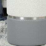 Conjunto de 2 Puffs de Arrumação Estofados em Chenille e PU Assento Acolchoado para Entrada Quarto Cinzento e Creme