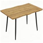 Mesa de Jantar Nórdica para 4 Pessoas, Tampo Espesso e Bordos Curvos, 110x70x75 cm, Carvalho