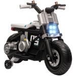 Mota Elétrica Infantil 6V com Farol Música Buzina Velocidade 3km/h Avance e Retrocesso 86x44x58cm Preto e Branco