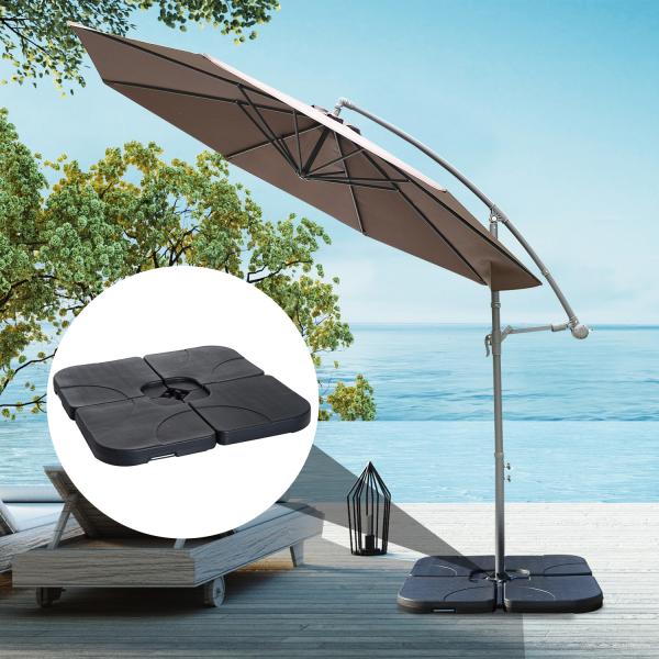 Base para Chapéu de Sol de 4 Peças Suporte para Chapéu de Sol para Jardim Pátio Exterior 50x50x7,5cm Preto