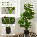 Planta Artificial Ficus 110 cm Planta Artificial com 90 Folhas Musgo e Vaso Planta Artificial Decorativa para Interior e Exterior Verde