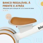 Bicicleta sem Pedais para Crianças de 12 - 36 Meses Bicicleta de Equilíbrio com Assento Ajustável 56x27x39 cm Marrom