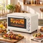 Forno Elétrico de Bancada 32L 1600W com 3 Modos de Calor, Temporizador e Temperatura Regulável, 52,2x38,1x33,5 cm, Creme