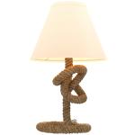 Candeeiro de Mesa LED com Base de Metal Corda de Linho e Ecrã de Tecido Suporte para Lâmpada E27 Ø28x45,5 cm Marrom Bege