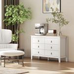 Cómoda de 6 Gavetas Cómoda para Dormitório com Puxadores de PU 120x40x78 cm Branco