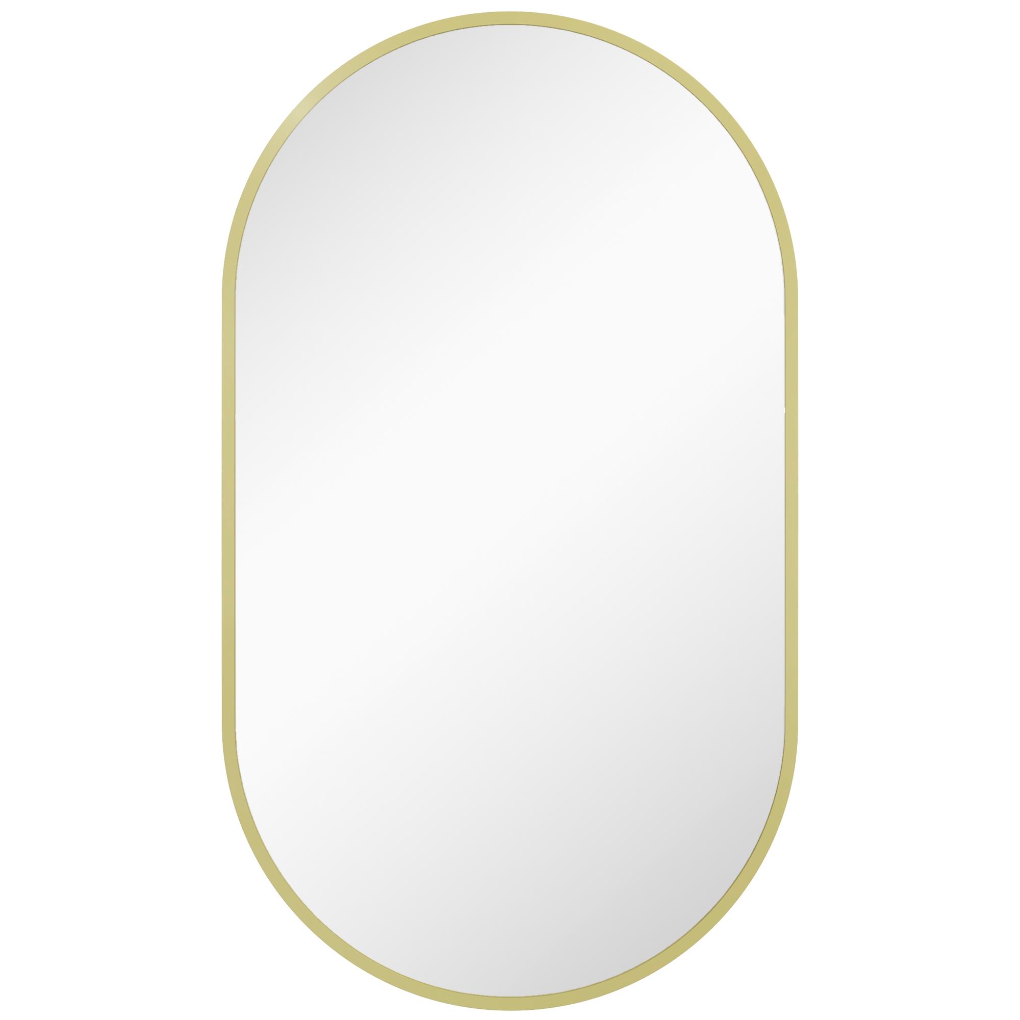 Espelho Casa de Banho Oval 40x3x70 cm Espelho Decorativo de Parede com Estrutura de Liga de Alumínio Horizontal ou Vertical Dourado