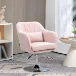 Cadeirão Giratório 360° para Sala de Estar com Altura Ajustável, Encosto Envolvente, Apoios de Braços e Almofada, 60x60x79 - 91 cm, Rosa