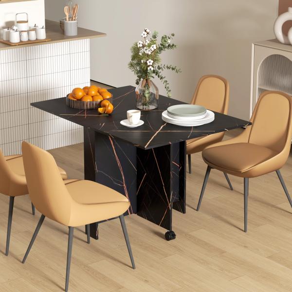 Mesa de Sala de Jantar Dobrável com Rodas Mesa Multifuncional para Sala de Jantar 120x80x73 cm Preto