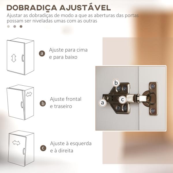 Armário de Cozinha com 4 Portas e Prateleiras Ajustáveis Anti - Tombo 60x30x170,5 cm Branco
