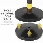 Postes Separadores de Aço Inoxidável de 2 Peças, 96 cm de Altura, Base Recheável, Corda de Veludo Preto