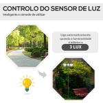 Candeeiro Solar de Jardim com 3 Luzes LED Impermeável IP44 Sensor de Noite Candeeiro de Exterior 51,5x47x182,5cm Preto