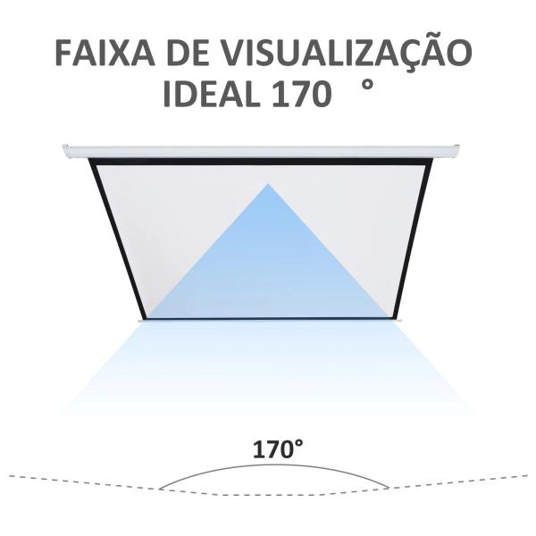 Tela de Projeção Elétrica Portátil Universal100" 4:3 com Controlo Remoto Suspensa na Parede 203x152 cm Branco