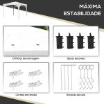 Tenda Dobrável 3x3 m Tenda de Jardim com Altura Ajustável Bolsa de Transporte Tecido Anti - UV e Sacos de Areia Branco