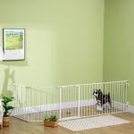 Barreira de Segurança para Animais de Estimação Barreira Dobrável de 5 Painéis com Fechadura Inteligente 300x74,5 cm Branco