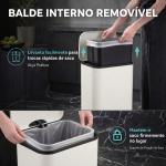 Caixote do Lixo de Cozinha 20 L em Aço Galvanizado com Tampa de Fecho Suave Pedal Balde Interior Amovível e Acabamento Anti - impressões Digitais Creme