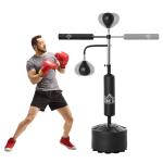 Punching Ball de Boxe com Altura Ajustável com 2 Bolas de Velocidade Barra Giratória 360° e Base Preenchida 88x50x160 - 230cm Preto