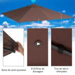 Toldo de substituição de 3 x 3 m para barraca de jardim gazebo ao ar livre com 8 orifícios de drenagem e ventilação marrom