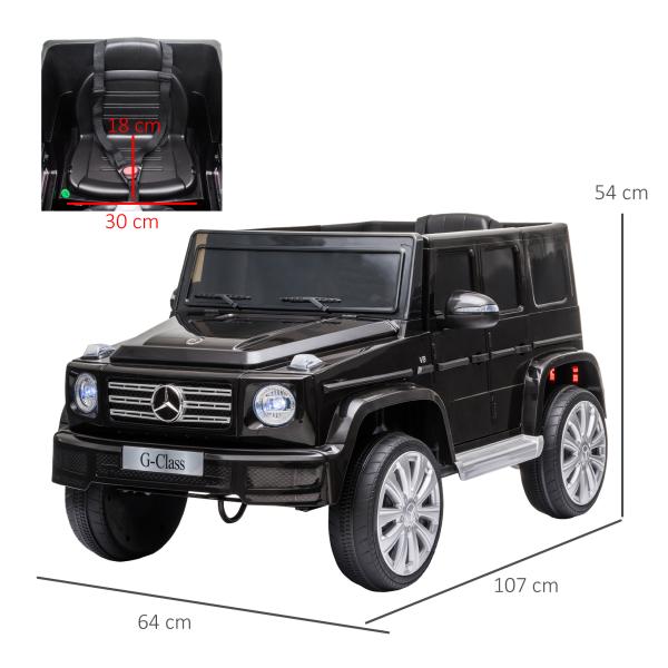 Carro Elétrico BENZ G500 Todo - o - Terreno com Bateria 12V Veículo Elétrico com Música Buzina Velocidade 3 - 5 km/h Preto