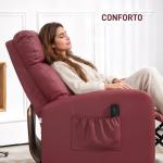 Poltrona de Massagem Reclinável com 2 Zonas de Massagem 8 Programas e 5 Níveis de Intensidade 68x88x98 cm Borgonha