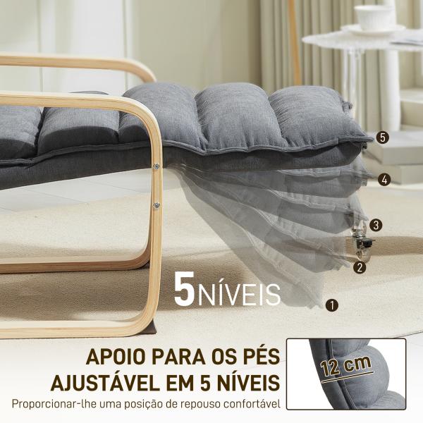 Poltrona de Salão com Apoio para os Pés Ajustável Estofada em Veludo com Estrutura de Madeira 67x93x105 cm Cinzento Escuro