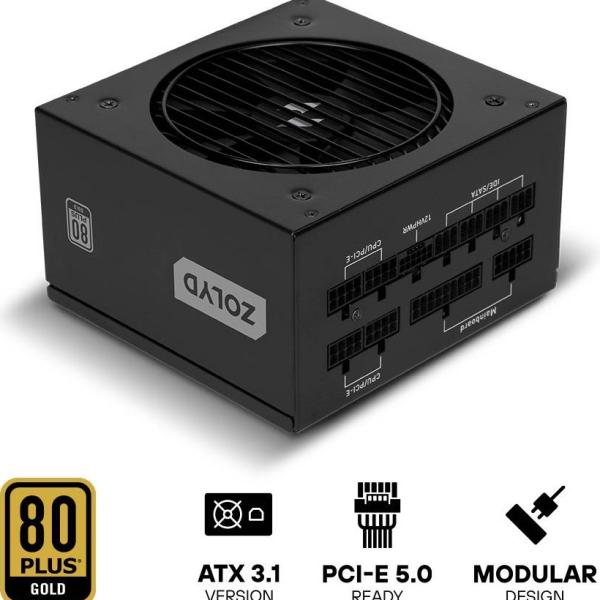 Fonte de Alimentação ATX GM850 850W 80 Plus Gold Full Modular (Preta) - ZOLYD