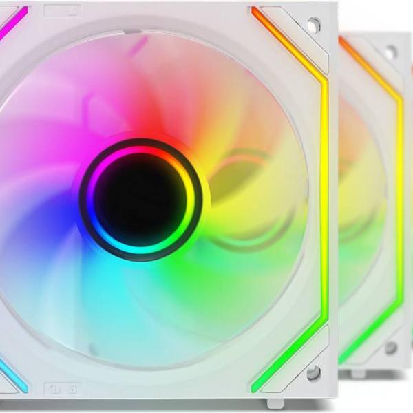 Ventoinha 120mm Verta ARGB EasyFit 2000RPM 4 Pinos PWM (Pack 3) (Branco) - ZOLYD