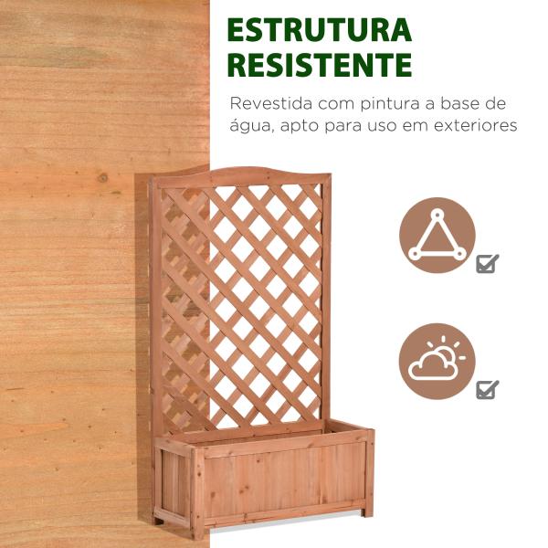 Floreira com Treliça de Madeira Caixa de Plantio com Suporte para Plantas Trepadeiras para Cultivos 70x28x117 cm Madeira
