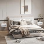 Conjunto de 2 Mesas de Cabeceira Flutuantes Mesas de Cabeceira com Gaveta para Dormitório 37x32x21 cm Branco Brilhante