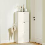 Sapateira Estreita com 3 Portas Sapateira para Entrada com Prateleiras Ajustáveis para 12 Pares de Sapatos 47x28x115 cm Branco