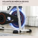 Bicicleta Ergométrica com Tela LCD Sela Ajustável Volante 8 kg para Escritório Branco