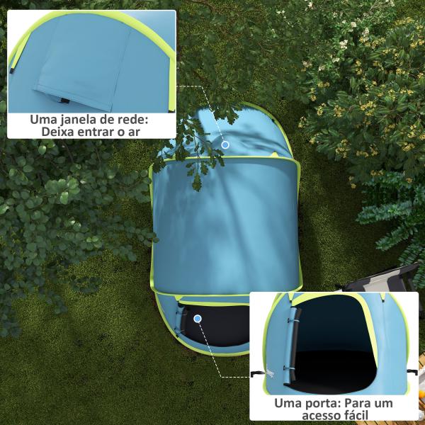 Tenda de Campismo para 1 - 2 Pessoas Impermeável de 2000 mm com Bolsa de Transporte para Pesca 245x148x105 cm Azul