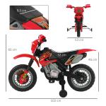 Mota Elétrica para Crianças Bateria 6V para Crianças acima de 3 Anos com Rodas de Apoio 102x53x66 cm Vermelho e Preto