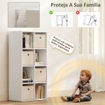 Estante Cubo Estante de Armazenamento Horizontal ou Vertical com 8 Compartimentos e 4 Gavetas de Tecido 53,7x30x79,8 cm Branco e Bege